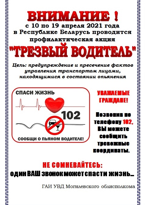 С 10 по 19 апреля в Беларуси проводится профилактическая акция “Трезвый водитель”