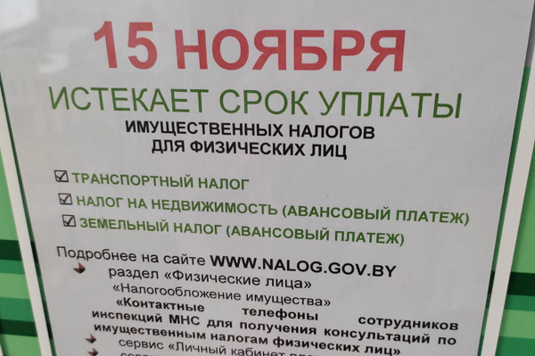 Срок уплаты имущественных налогов истекает 15 ноября