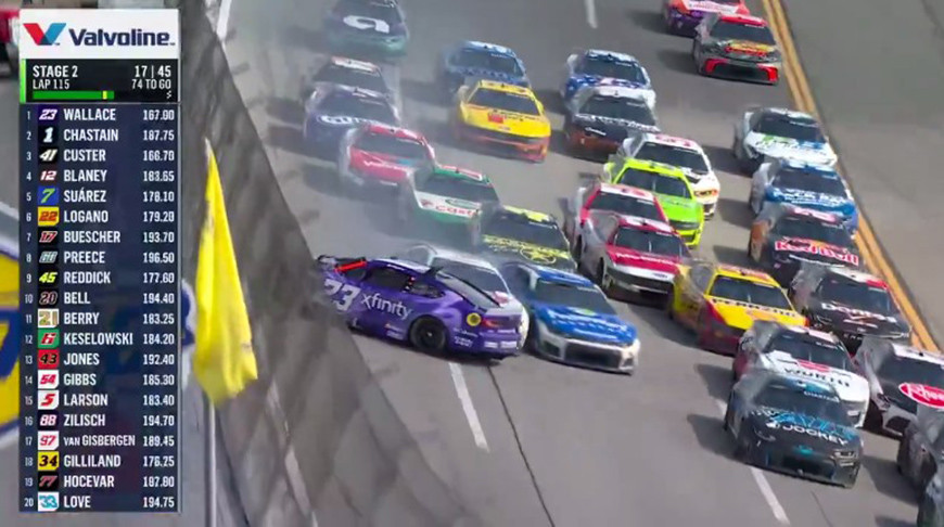 Крупная авария с участием 26 машин произошла на гонке NASCAR в США